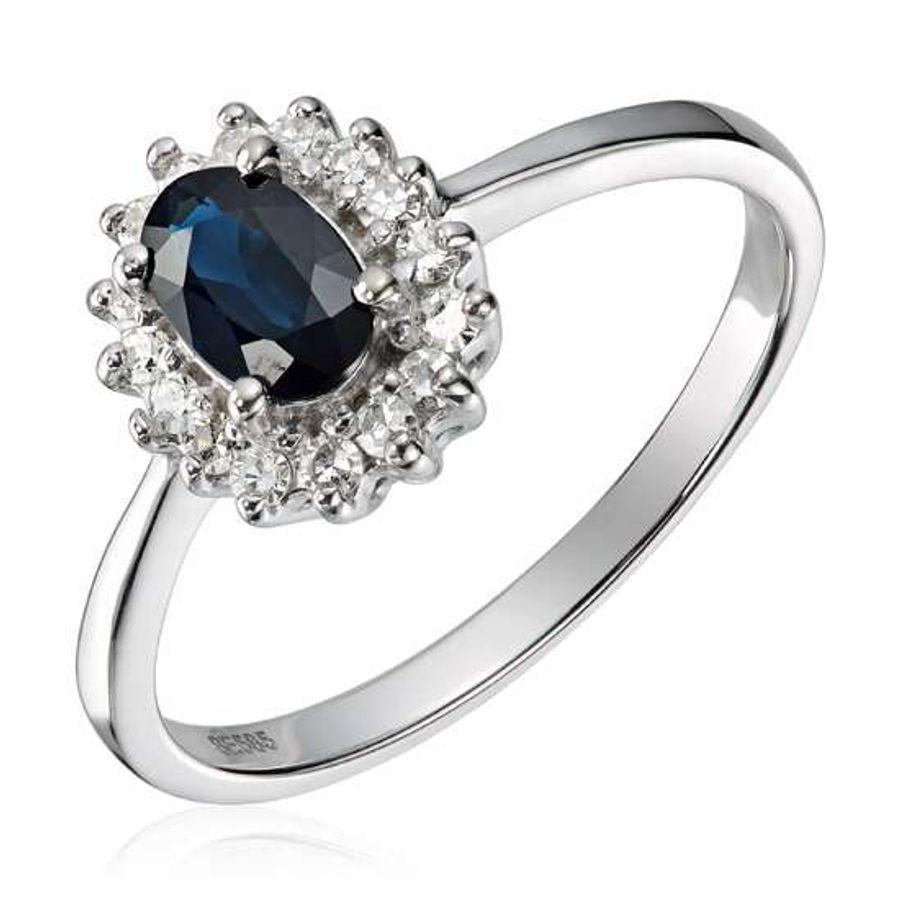 Espeland Ring, Rosett i Hvitt Gull Med Safir Og Diamanter (57286) Material: Hvitt Gull