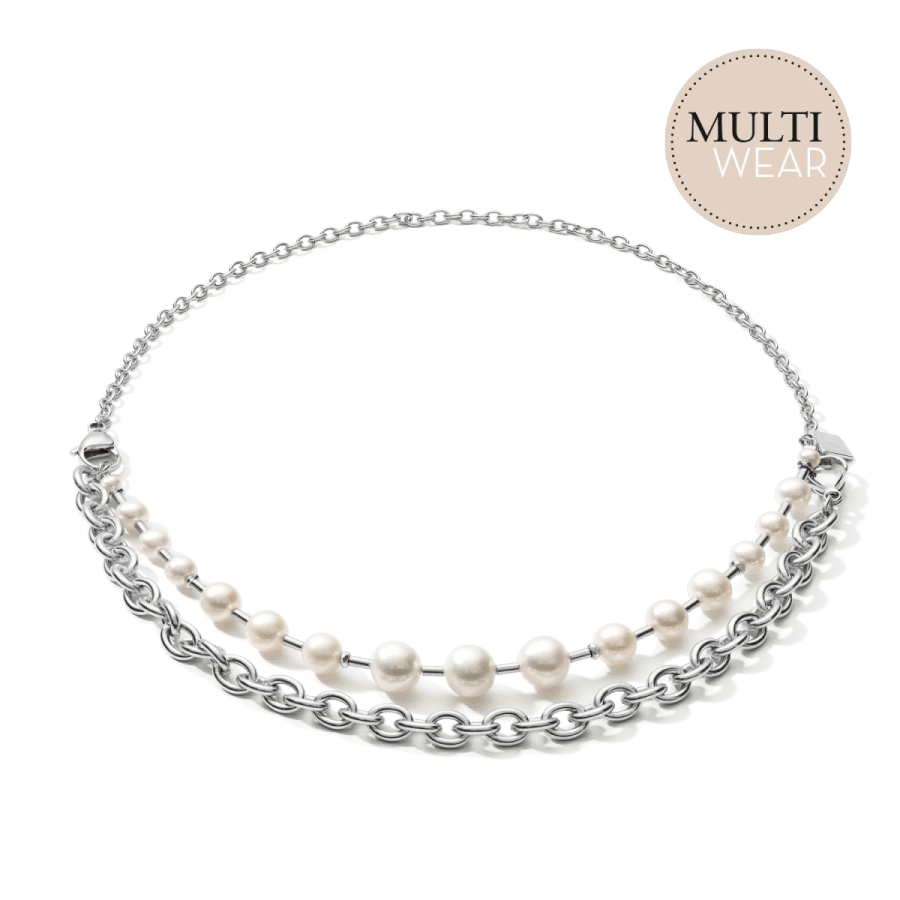 Coeur De Lion Halskjede, Freshwater pearls & Chunky Chain 4-in-1 (110110-1417) Material: Stål