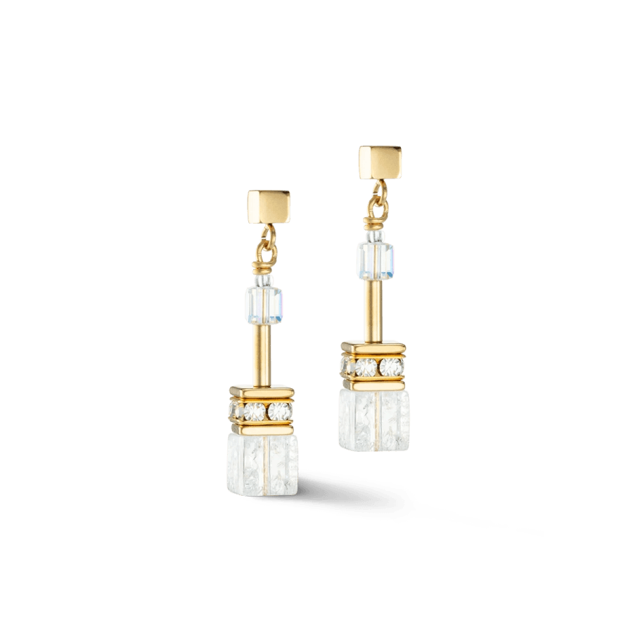 Coeur De Lion Ørepynt, GeoCUBE® Iconic Nature Earrings Gold White (301821-1416) Material: Stål