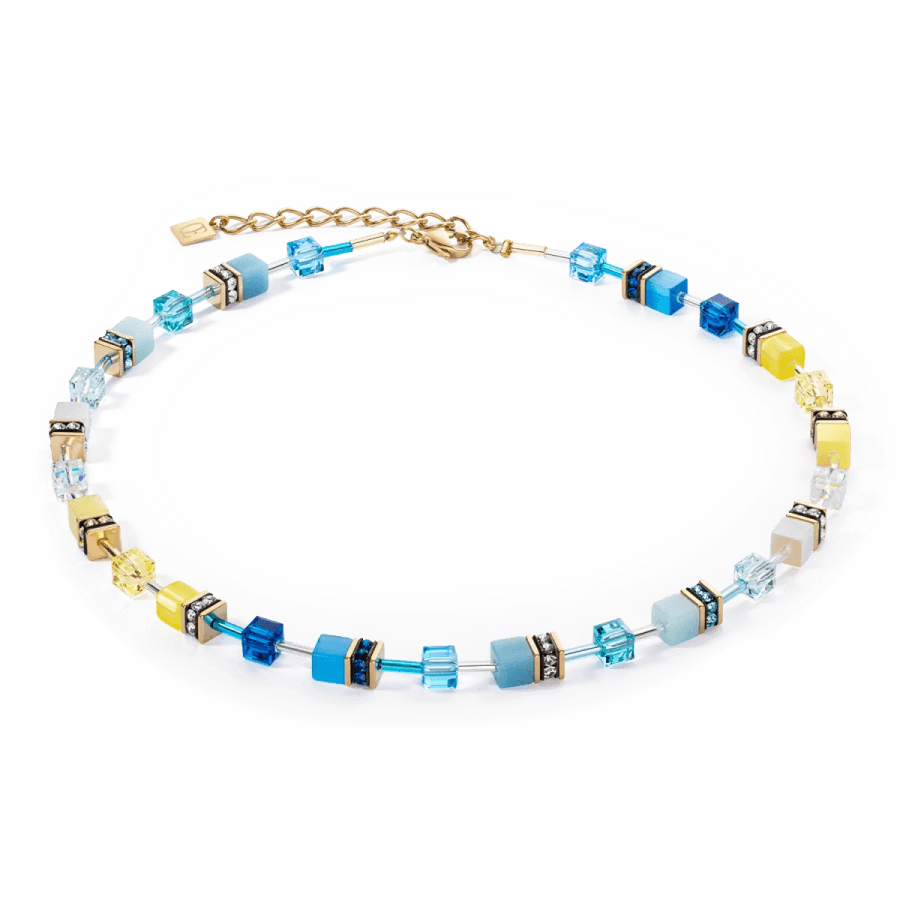 Coeur De Lion Halskjede, GeoCUBE® Iconic Necklace Turquoise-Yellow (283810-0601) Material: Stål