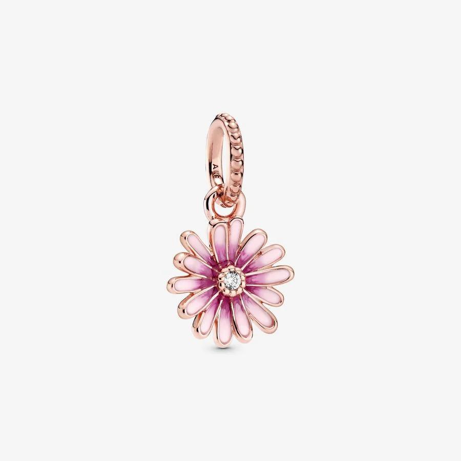 Pandora Charm, Pink Daisy Flower Dangle Material: Rosé Gull