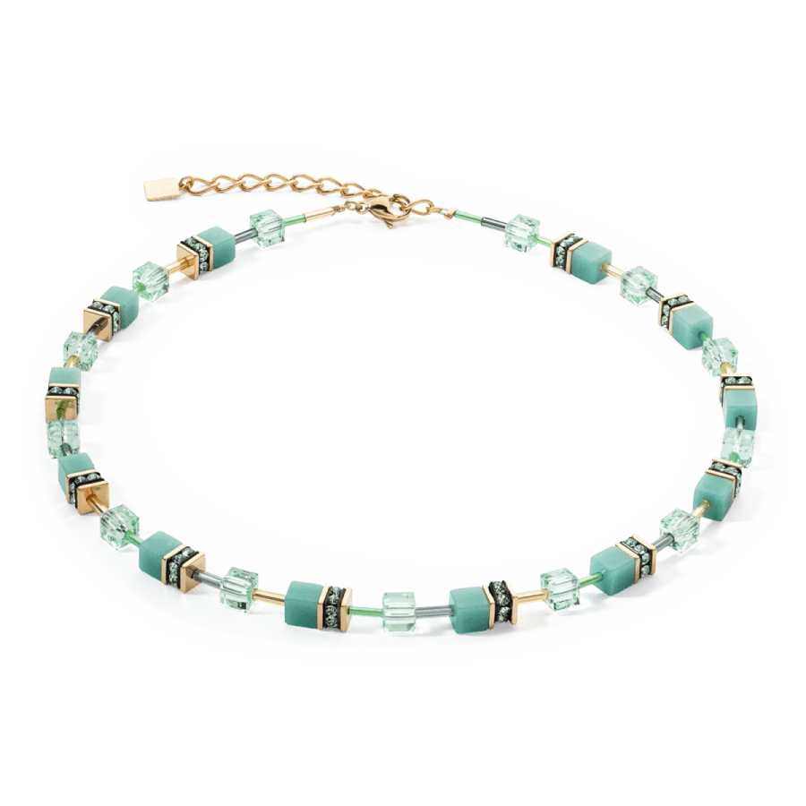 Coeur De Lion Halskjede, GeoCUBE® Iconic Mono Gold Necklace Green (402010-0533) Material: Stål