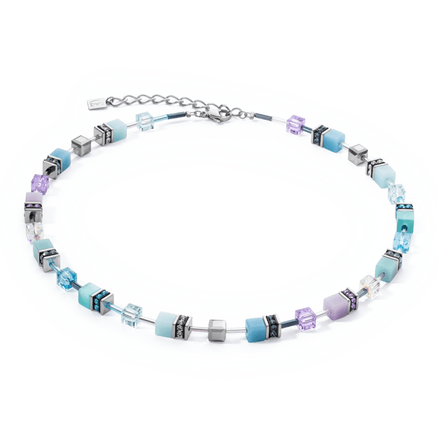 Coeur De Lion Halskjede, GeoCUBE® Iconic Necklace Aqua-Lilac (283810-2026) Material: Stål