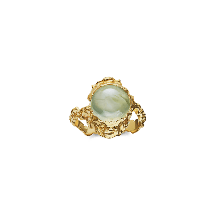 Maanesten Ring, Gudinde i Forgylt Sølv Med Prehnit (35353A) Material: Forgylt Sølv