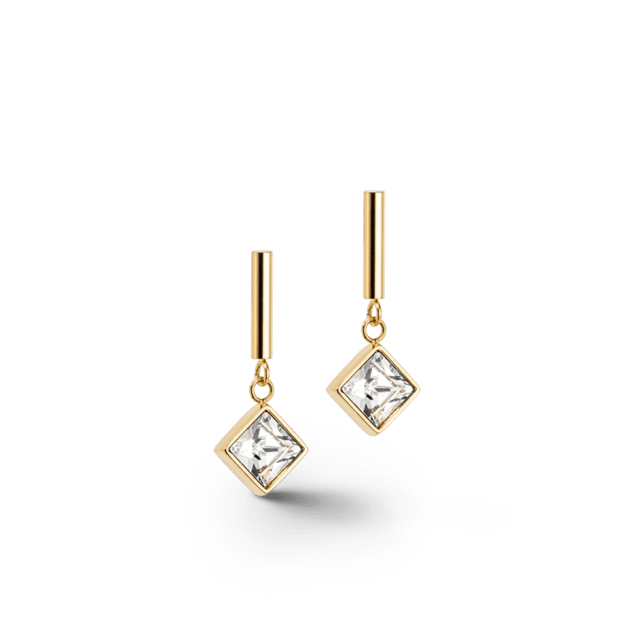 Coeur De Lion Ørepynt, Brilliant Square Earrings Gold-Crystal (600621-1816) Material: Stål