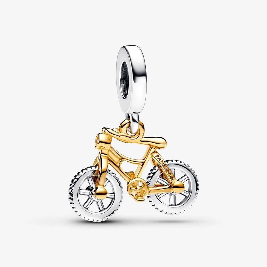 Pandora Charm, Two-tone Spinning Wheels Bicycle Dangle Material: Sølv,Forgylt Sølv