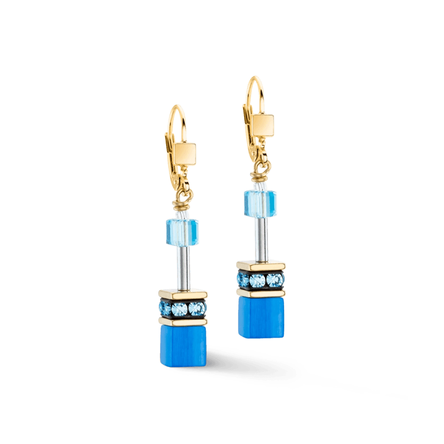 Coeur De Lion Ørepynt, GeoCUBE® Iconic Mono Gold Earrings Turquoise (402020-0600) Material: Stål