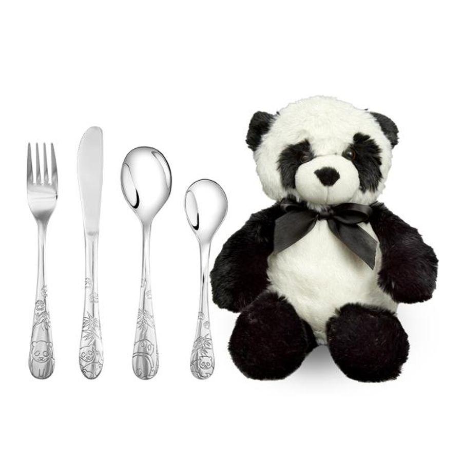 Barnebestikk, Panda i Stål Med Bamse (252-7007) Material: Stål