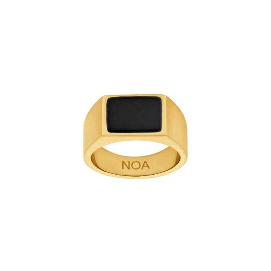 Son of Noa Ring, Signet i Forgylt Stål Med Sort Agat (108400128) Material: Stål