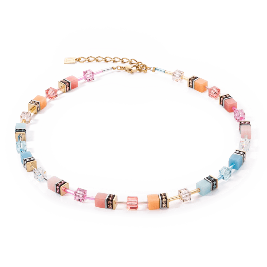 Coeur De Lion Halskjede, GeoCUBE® Iconic Necklace Aqua-Apricot (283810-2028) Material: Stål