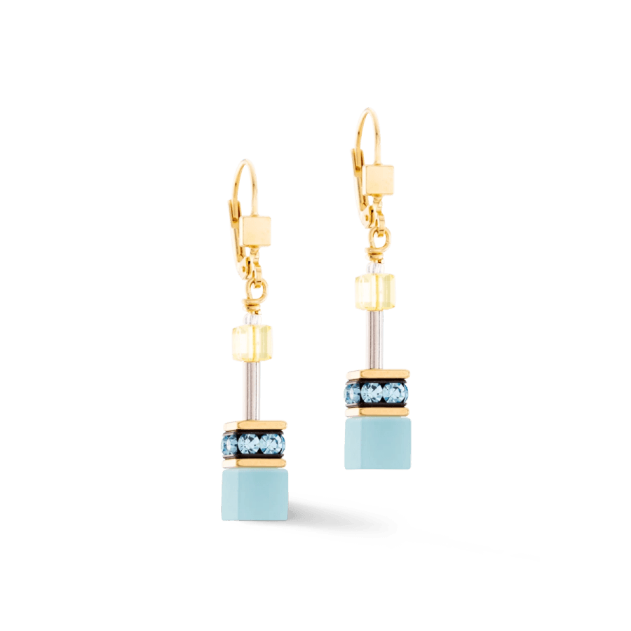 Coeur De Lion Ørepynt, GeoCUBE® Iconic Earrings Turquoise-Yellow (283820-0601) Material: Stål