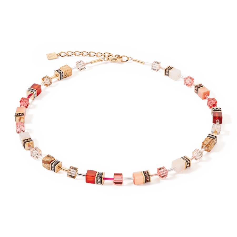 Coeur De Lion Halskjede, GeoCUBE® Iconic Precious Necklace Red-Beige (490510-0310) Material: Stål