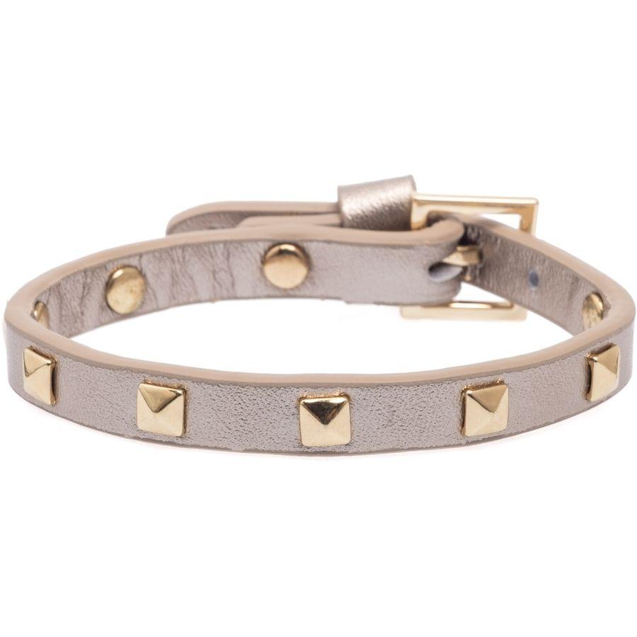 DARK DEPARTMENT Armbånd, Leather Stud Mini i Champagne Metallic (1152) Material: Skinn