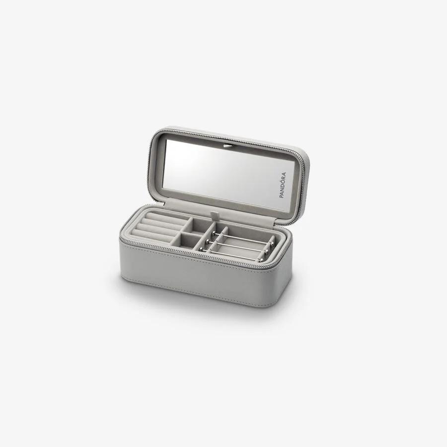 Pandora Smykkeskrin, Pandora Jewellery Travel Box Grey Material: Skinn