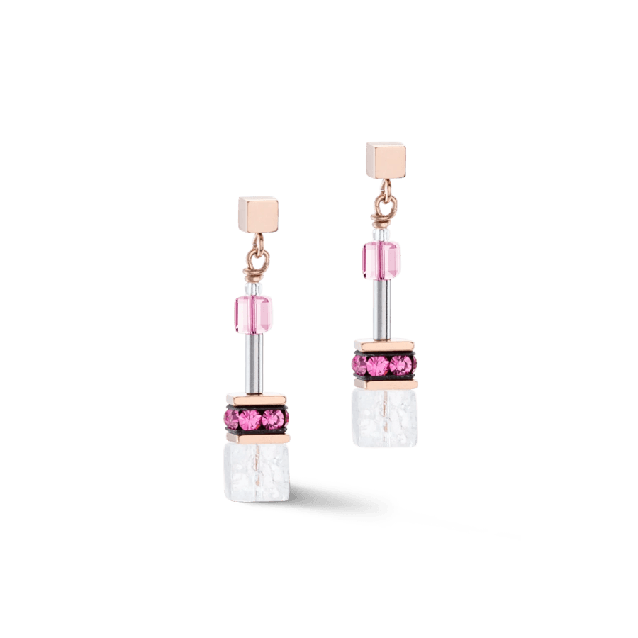 Coeur De Lion Ørepynt, GeoCUBE® Iconic Nature Earrings Pink White (301821-0400) Material: Stål