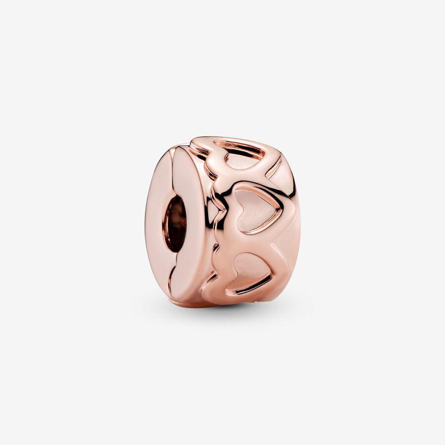 Pandora Charm, Rosé Band of Hearts Clip Material: Rosé Gull