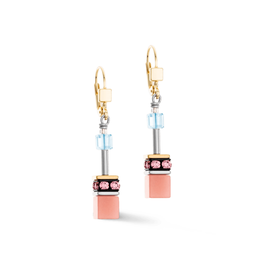 Coeur De Lion Ørepynt, GeoCUBE® Iconic Earrings Aqua-Apricot (283820-2028) Material: Stål