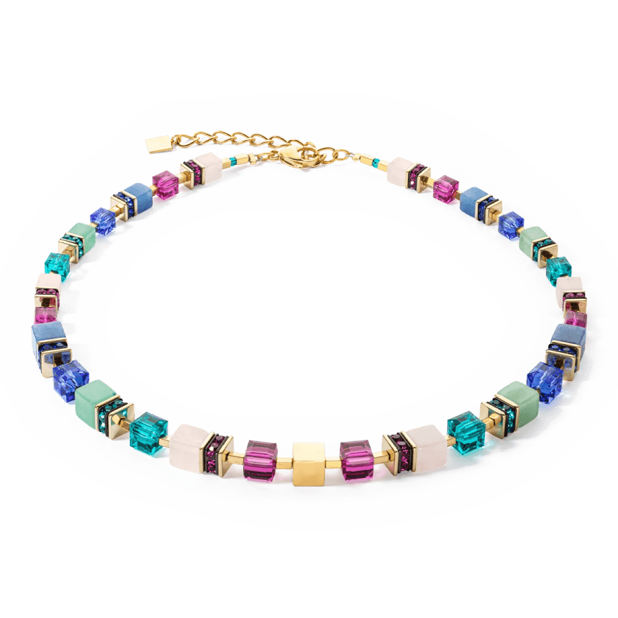 Coeur De Lion Halskjede, GeoCUBE® Precious Statement Necklace Gold-Multicolour (303910-1561) Material: Stål