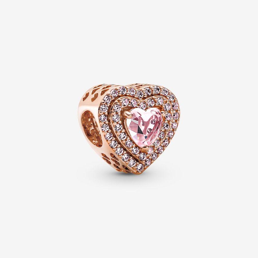 Pandora Charm, Rosé Sparkling Levelled Heart Material: Sølv,Rosé Gull