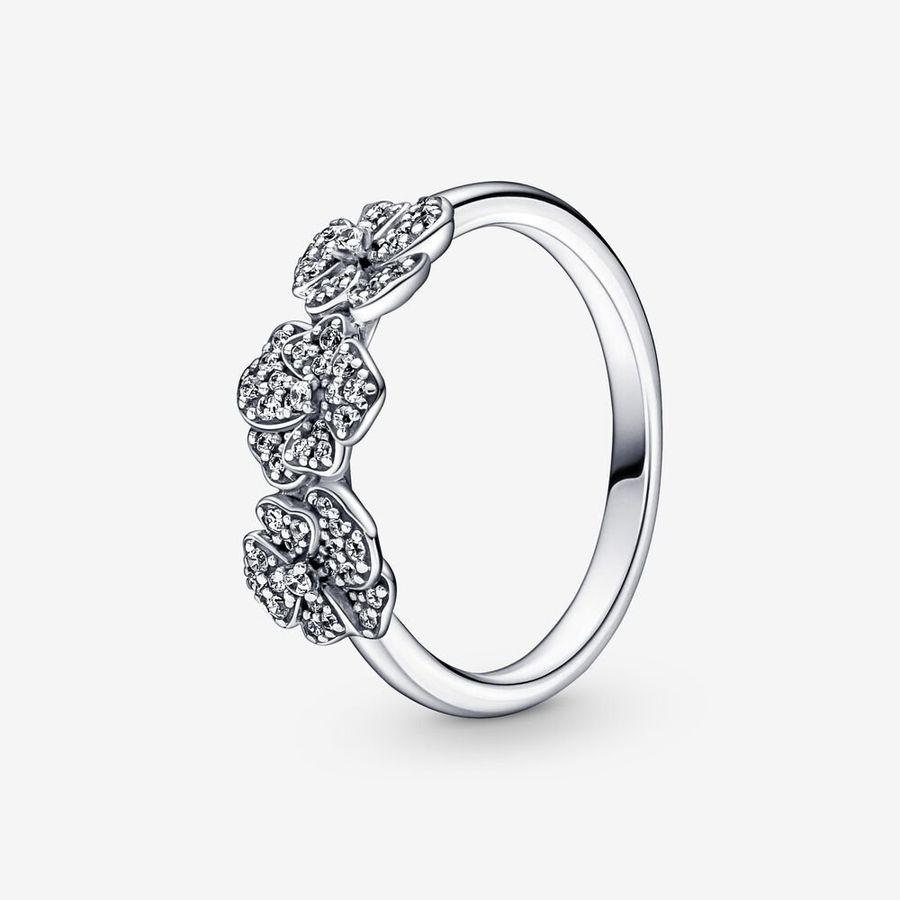 Pandora Ring, Triple Pansy Flower Material: Sølv