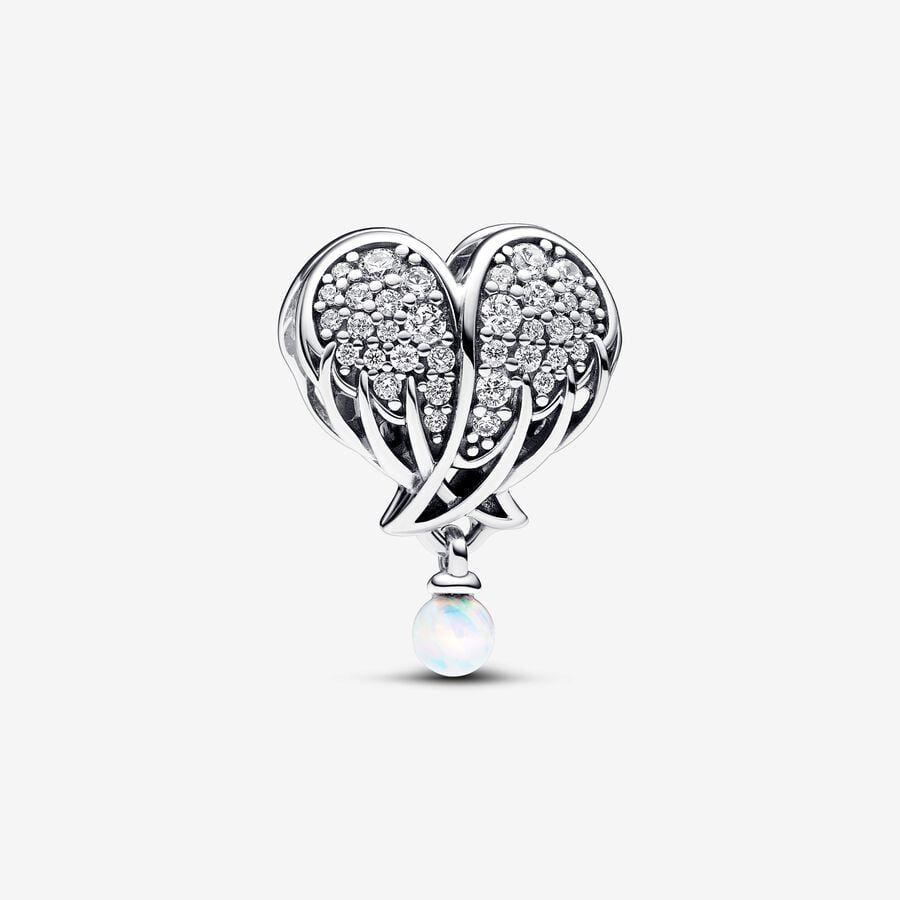 Pandora Charm, Sparkling Angel Wings & Heart Material: Sølv