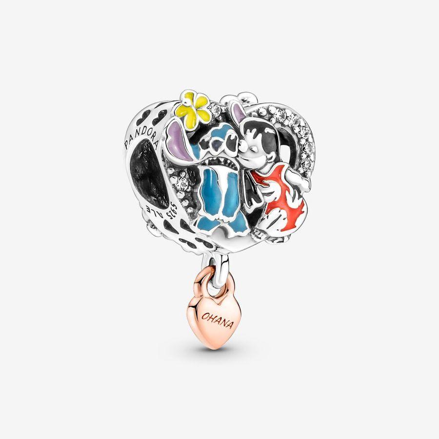 Pandora Charm, Disney Ohana Lilo & Stitch Inspired Material: Sølv,Rosé Gull