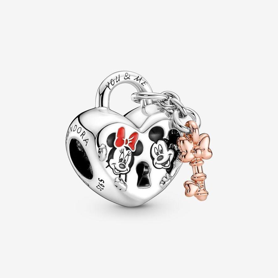 Pandora Charm, Disney Mickey Mouse & Minnie Mouse Padlock Material: Sølv