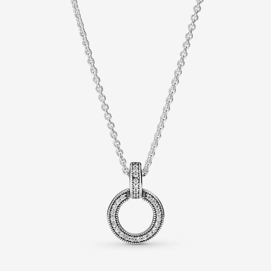 Pandora Halskjede, Double Circle Pendant Material: Sølv