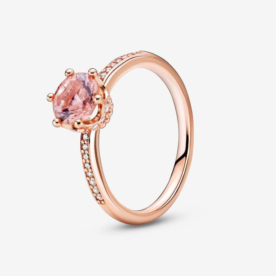 Pandora Ring, Pink Sparkling Crown Solitaire Material: Rosé Gull