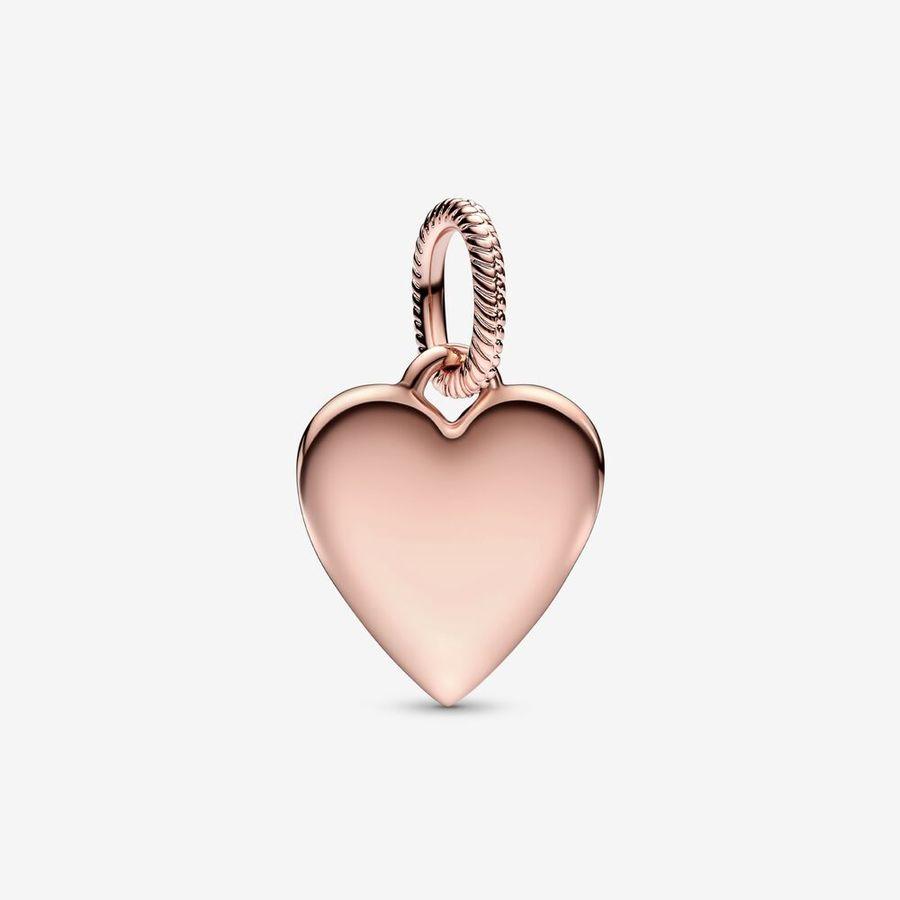Pandora Charm, Engravable Rosé Heart Tag Material: Rosé Gull