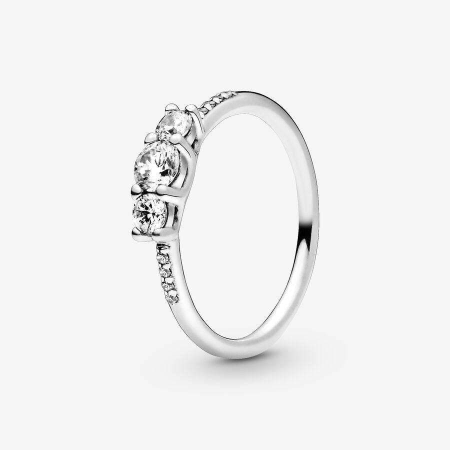 Pandora Ring, Clear Three-Stone Material: Sølv