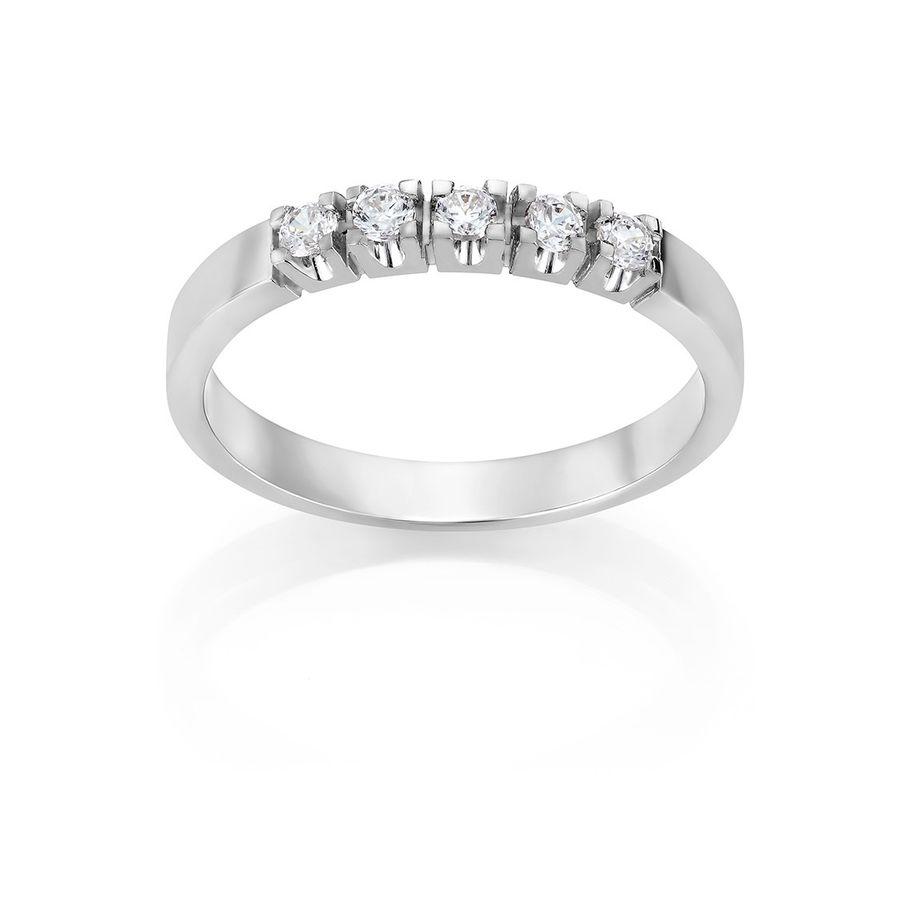 Ring, Allianse i Hvitt Gull Med 5 x 0.05ct TW.VS Diamanter Material: Hvitt Gull