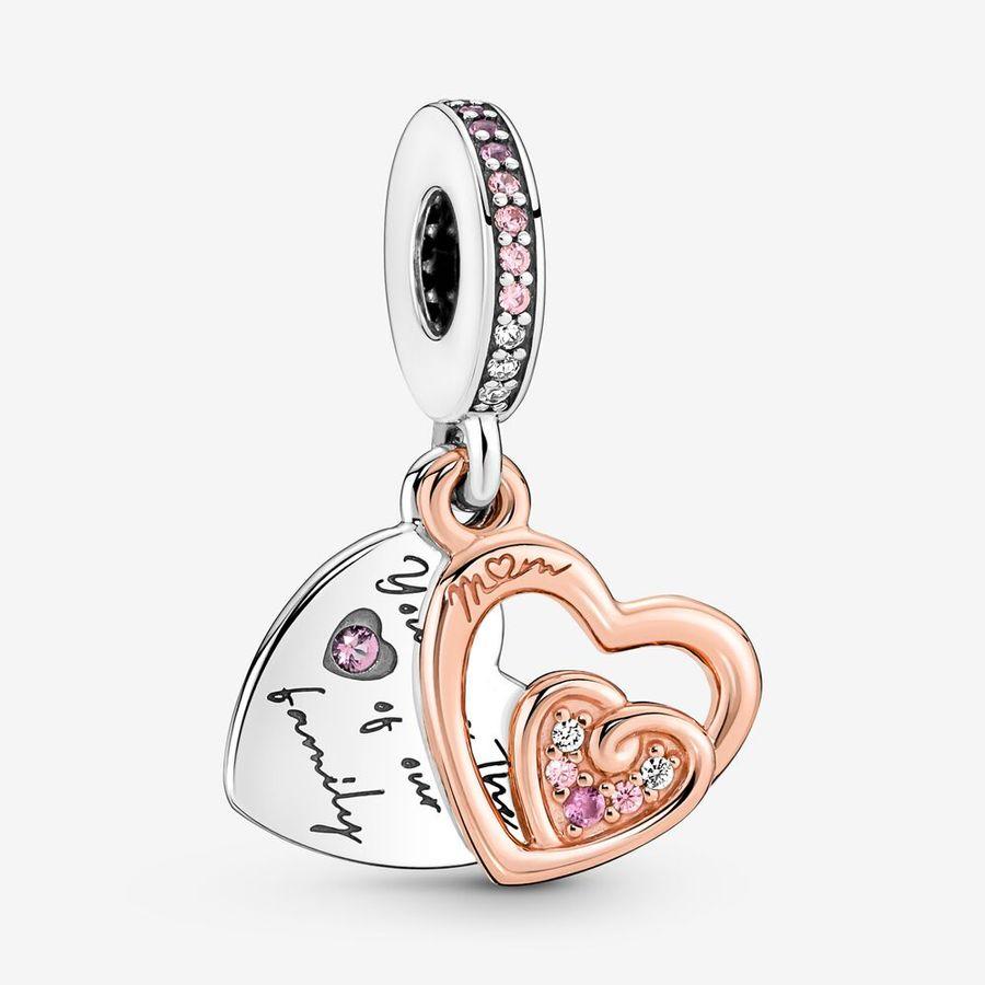 Pandora Charm, Entwined Infinite Hearts Double Material: Sølv,Rosé Gull