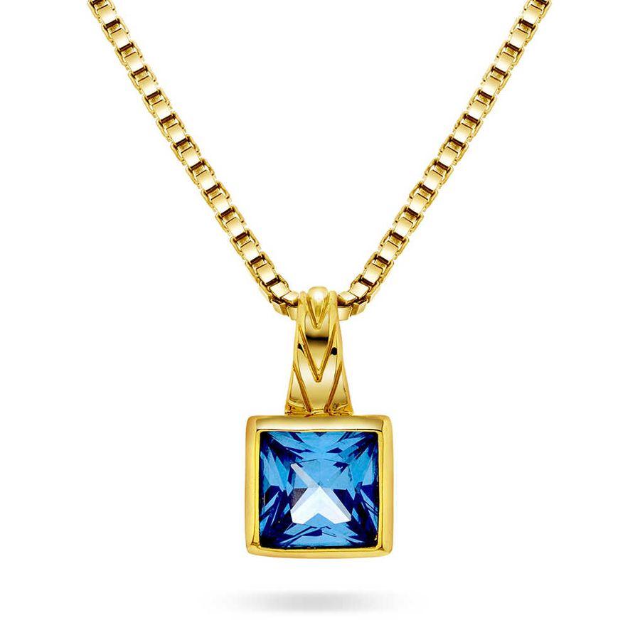 Pan Jewelry Halskjede, Forgylt Sølv Med Blå Zirkonia (38377) Material: Forgylt Sølv