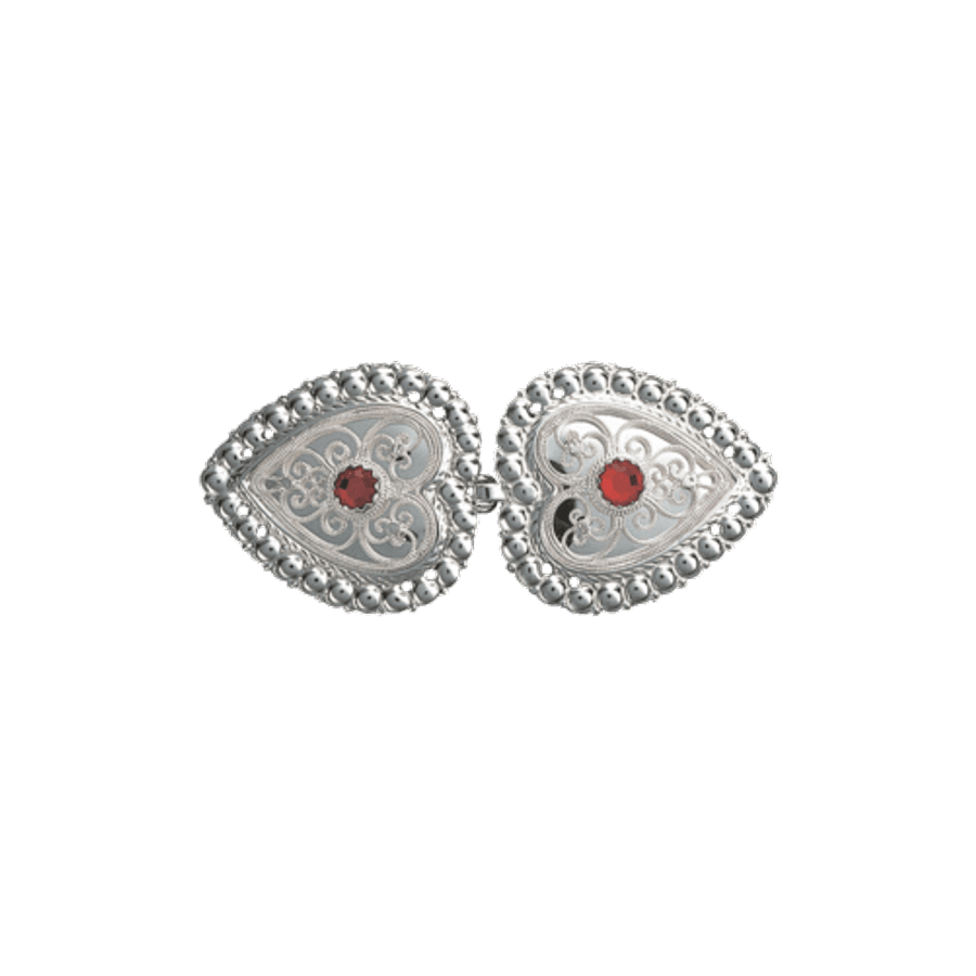 Sylvsmidja Capespenne, kvit m/rød sten Varetype: Cepespenne, Material: Sølv