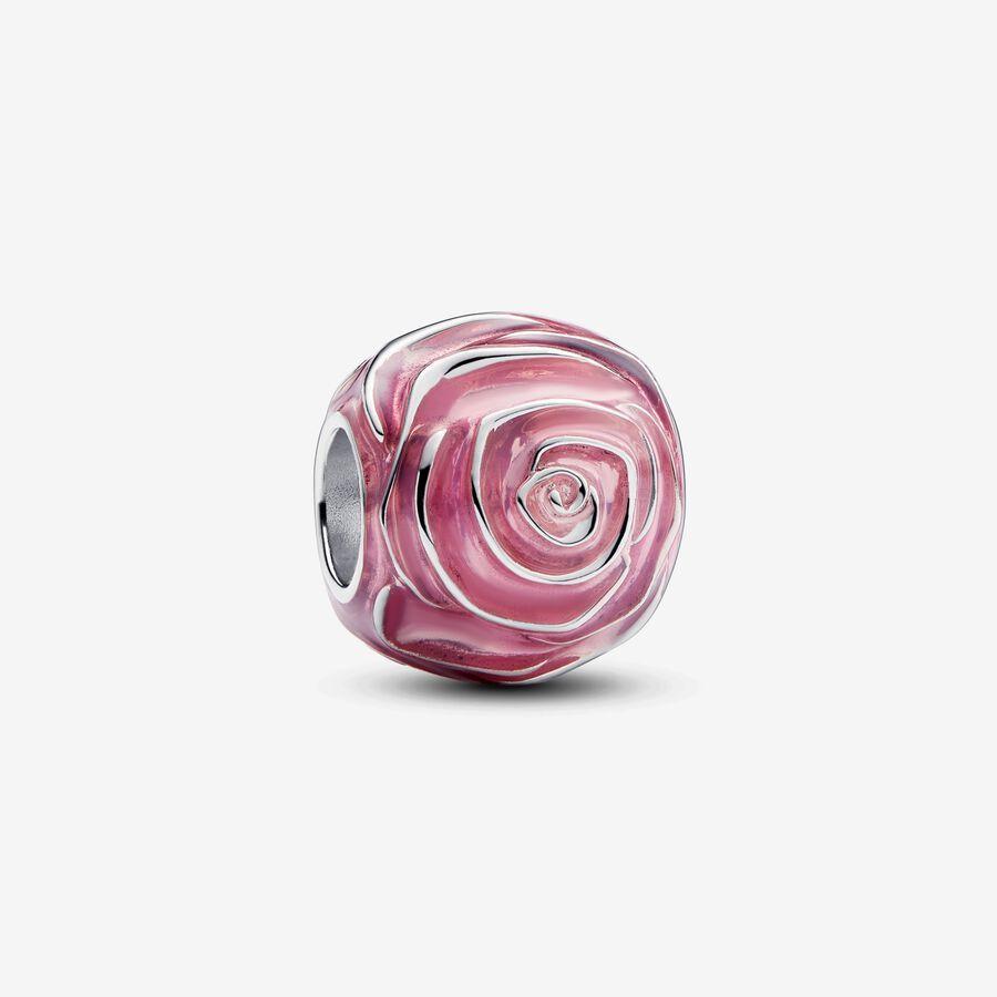 Pandora Charm, Pink Rose in Bloom Material: Sølv