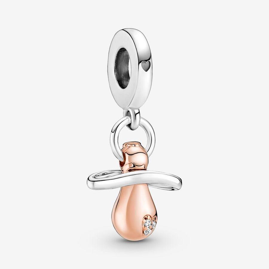 Pandora Charm, Baby Pacifier Material: Sølv,Rosé Gull