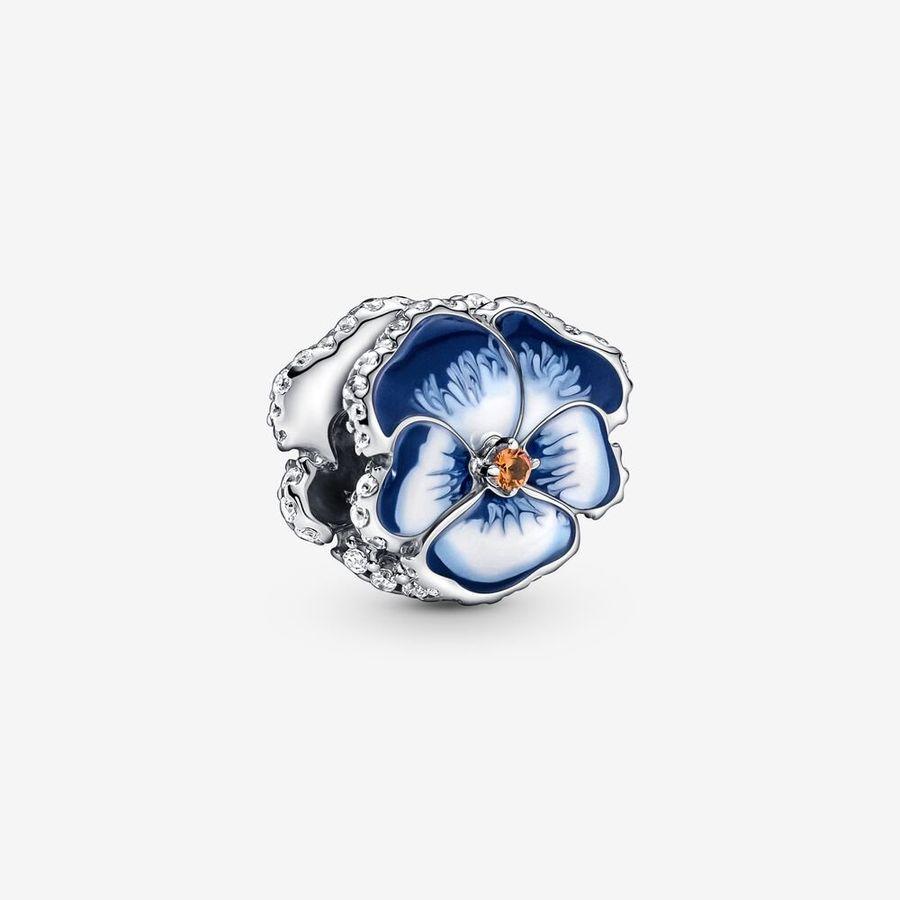Pandora Charm, Blue Pansy Flower Material: Sølv