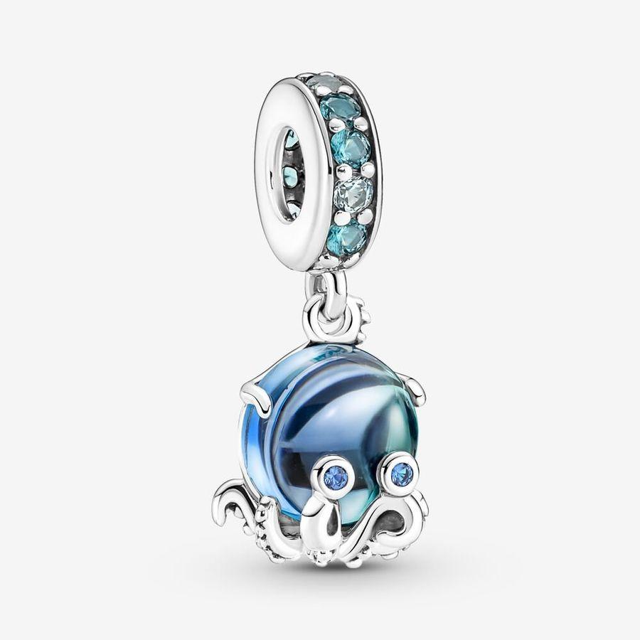 Pandora Charm, Murano Glass Cute Octopus Material: Sølv