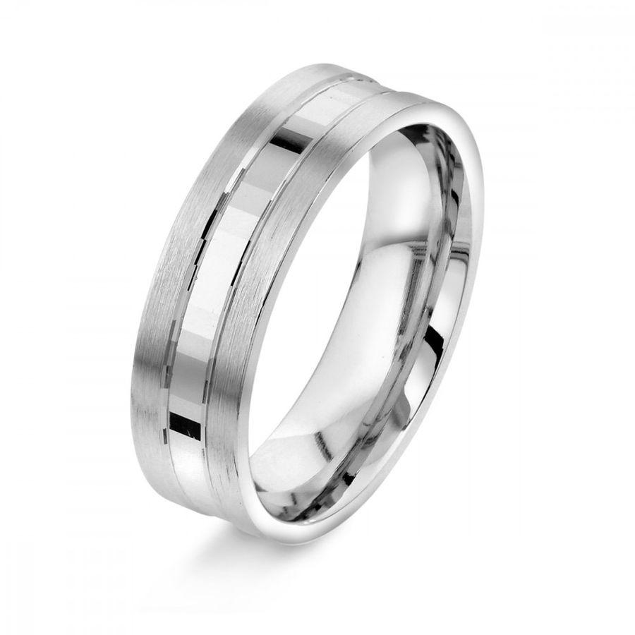 Ring, Sølv Med Blank Stripe (64521) Material: Sølv