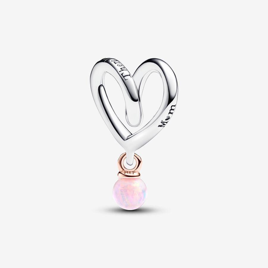 Pandora Charm, Mum Two-tone Wrapped Heart Material: Sølv