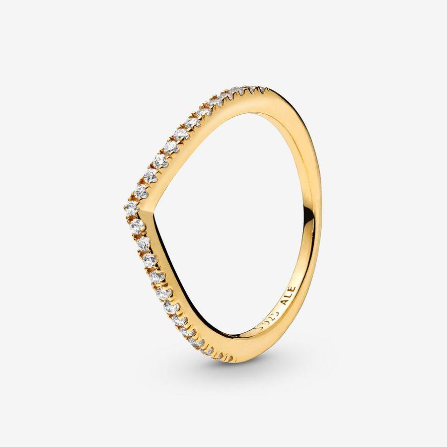 Pandora Ring, Sparkling Shine Wishbone Med Hvite Zirkonia Material: Forgylt Sølv