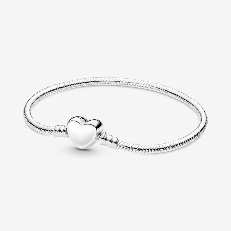 Pandora Armbånd, Engravable Heart Clasp Snake Chain  Material: Sølv