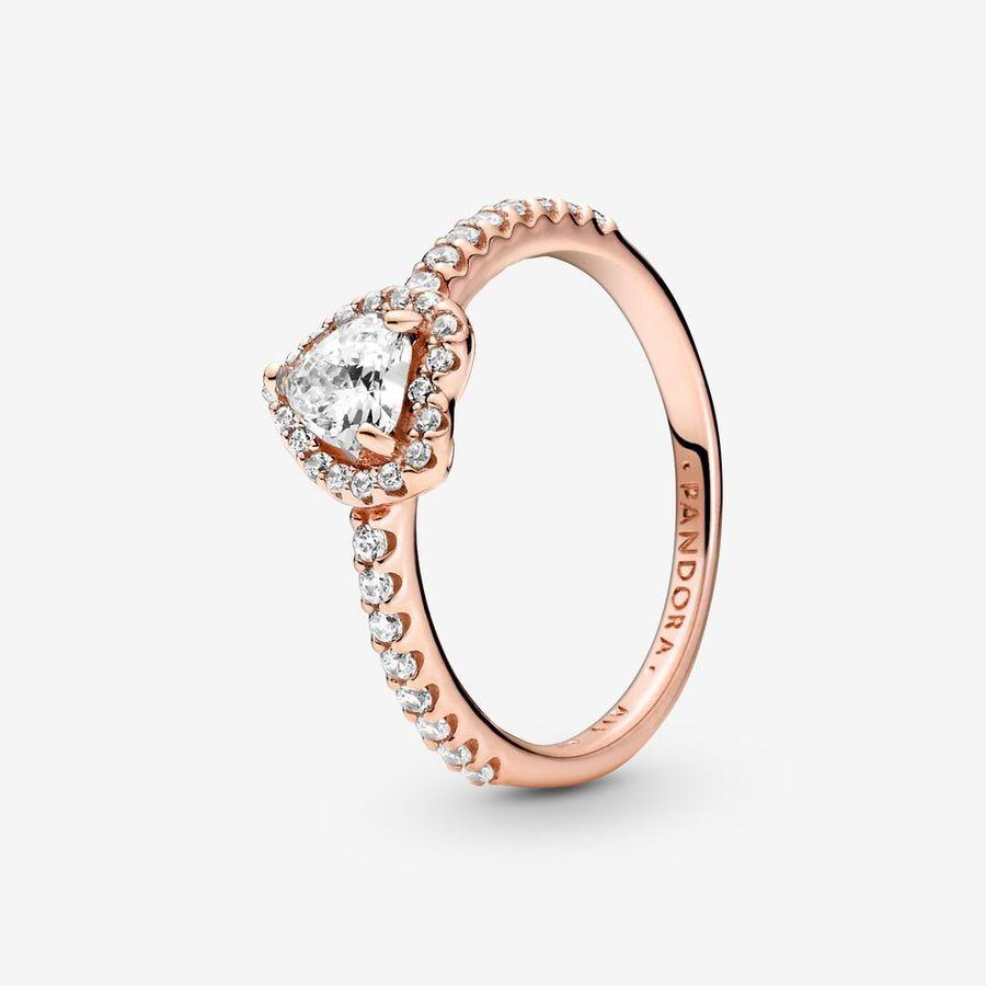 Pandora Ring, Rosé Sparkling Elevated Heart Material: Rosé Gull