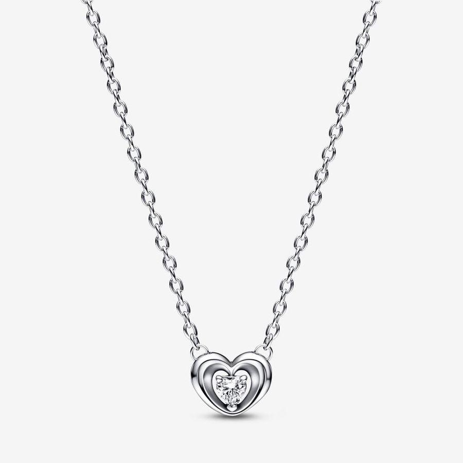 Pandora Halskjede, Radiant Heart & Floating Stone Pendant Material: Sølv
