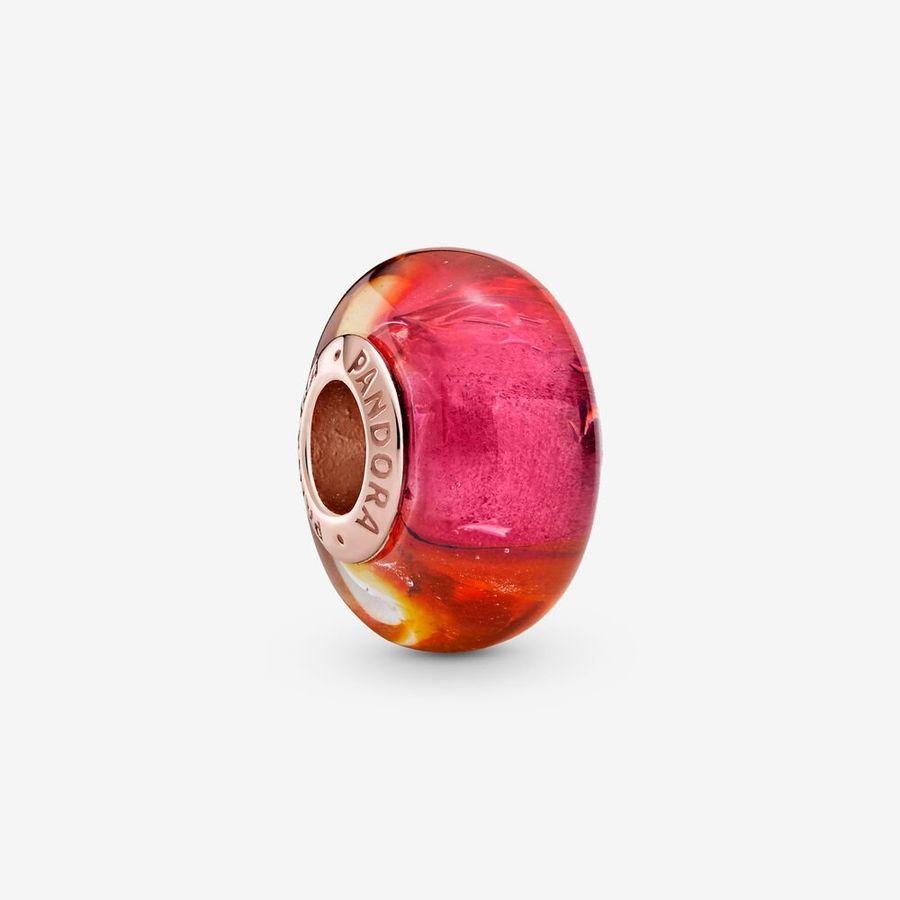 Pandora Charm, Glittering Sunset Murano Glass Material: Sølv,Rosé Gull