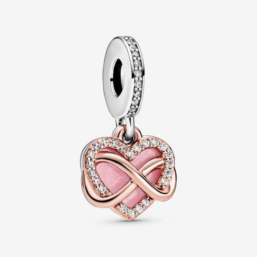 Pandora Charm, Sparkling Infinity Rosè Heart Material: Sølv,Rosé Gull