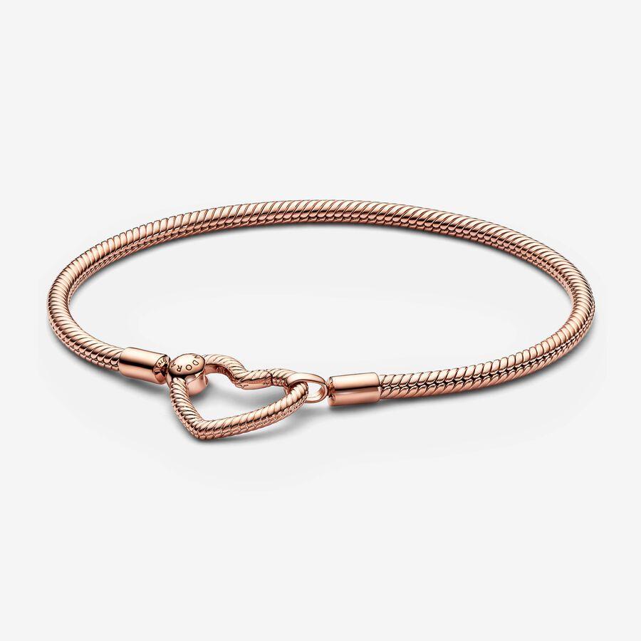 Pandora Armbånd, Pandora Moments Rosé Heart Closure Snake Chain Material: Rosé Gull