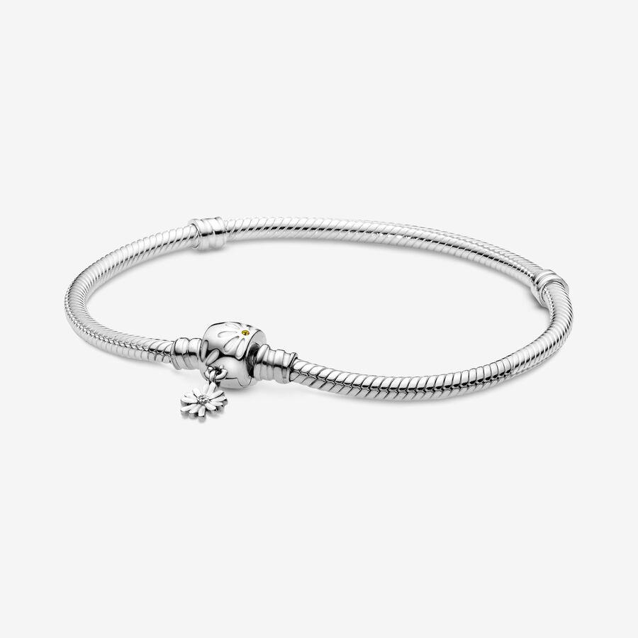 Pandora Armbånd, Pandora Moments Daisy Flower Clasp Snake Chain Material: Sølv