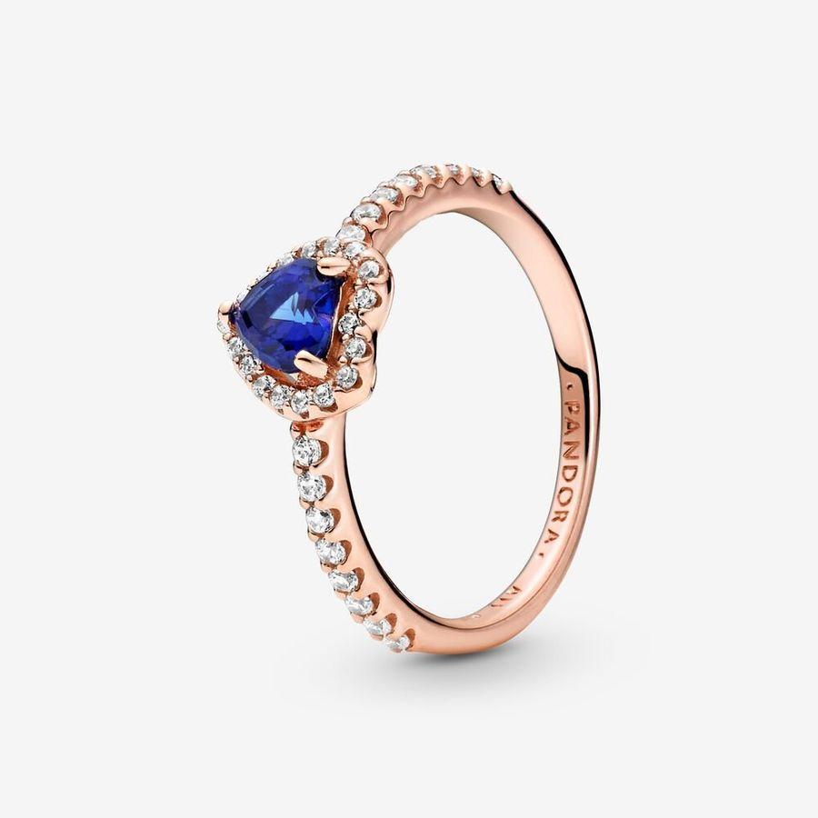 Pandora Ring, Rosé Sparkling Elevated Blue Heart Material: Rosé Gull